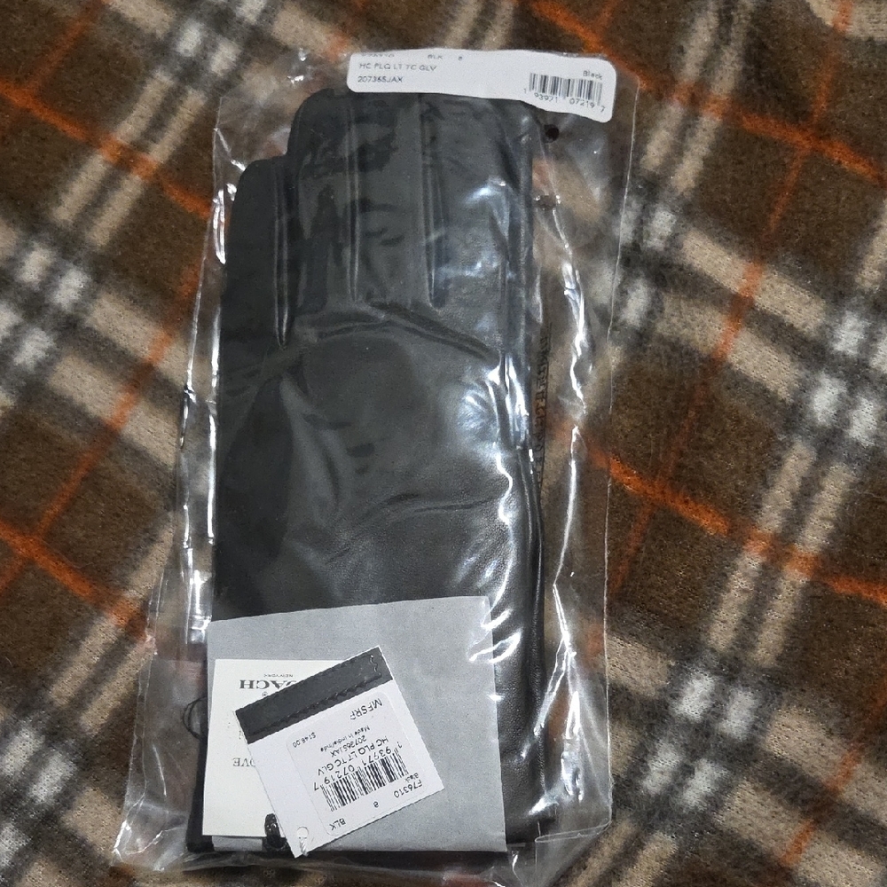 Black Leather Women's Coach Gloves Sz 8